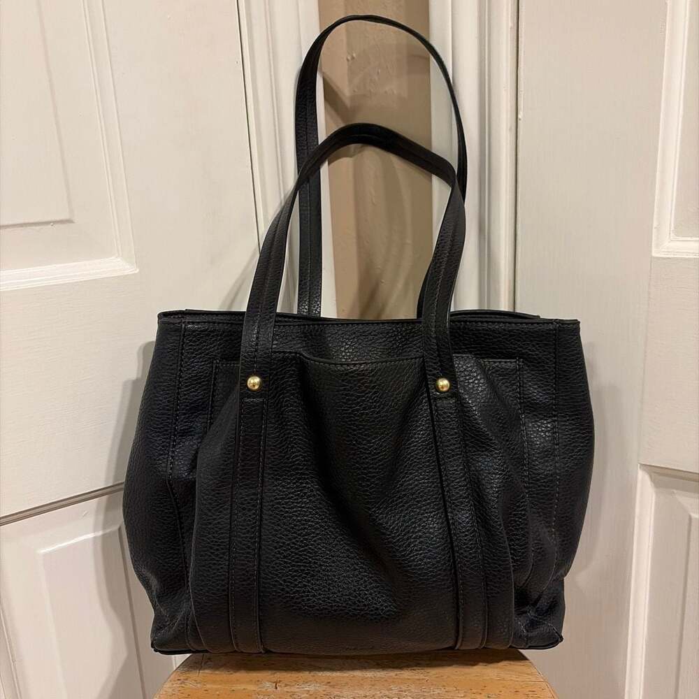 Relic Pebble Texture Black Tote Shoulder Bag